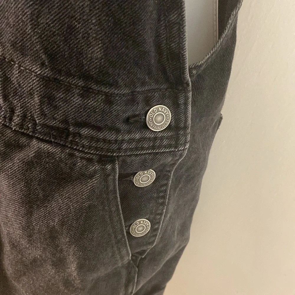 Old Navy Black Slouchy Non Stretch Denim Overalls Size S - Picture 7 of 11